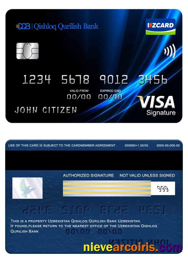 Uzbekistan Qishloq Qurilish Bank visa signature card